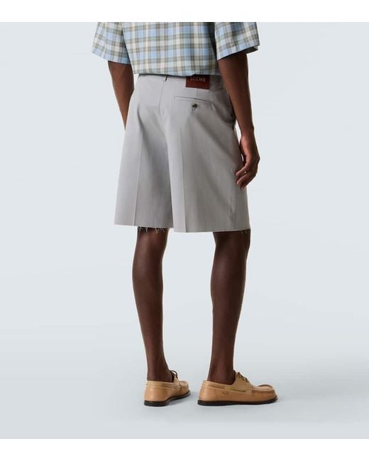 Loewe Shorts Anagram Aus Baumwoll-Twill in Gray für Herren