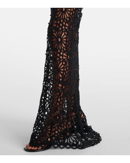 Norma Kamali Black Obie Open-Knit Cotton-Blend Maxi Dress