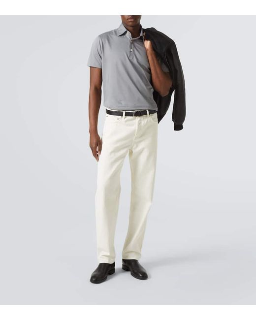 Kiton Polohemd Aus Baumwolle in Gray für Herren
