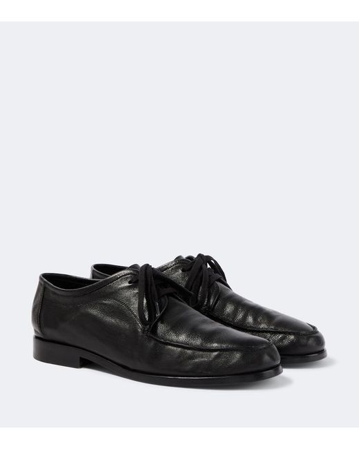 The Row Black Nino Leather Derby Shoes for men