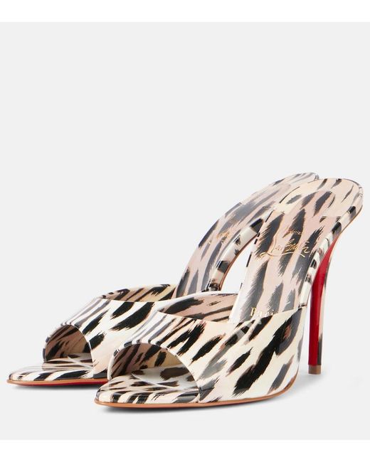 Christian Louboutin White Miss Z 100 Patent Leather Mules
