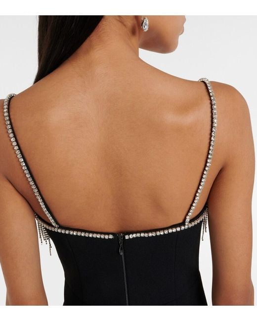 Rebecca Vallance Black Estelle Embellished Crepe Midi Dress
