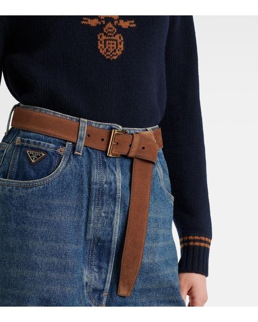 Prada Brown Suede Belt