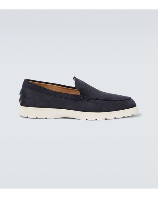 Tod's Blue Suede Leather Loafers for men