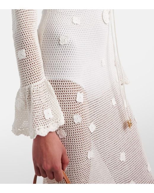 Self-Portrait White Embellished Cotton-Blend Maxi Dress