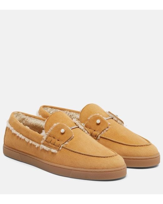 Mocasines Chambeliboat De Ante Con Borrego Christian Louboutin de color Brown