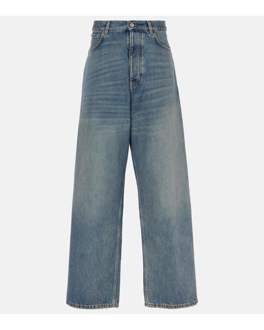 Balenciaga Blue Faded Mid-Rise Wide-Leg Jeans