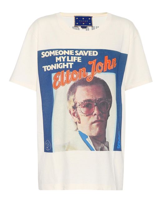 Gucci Natural X Elton John T-Shirt aus Baumwolle