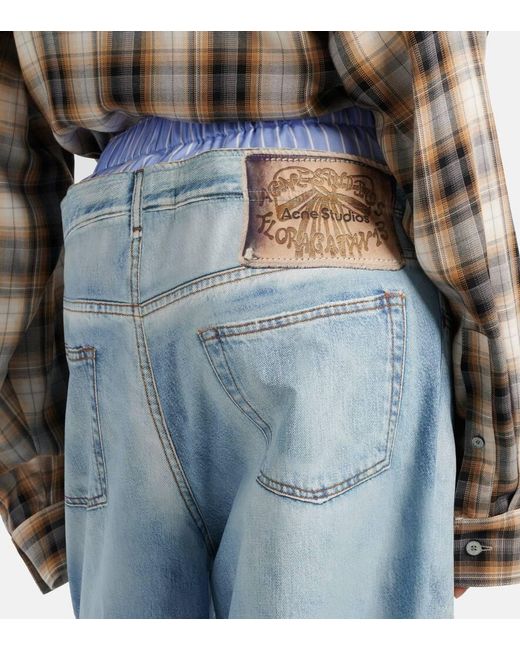 Pantaloni A Gamba Larga di Acne in Blue