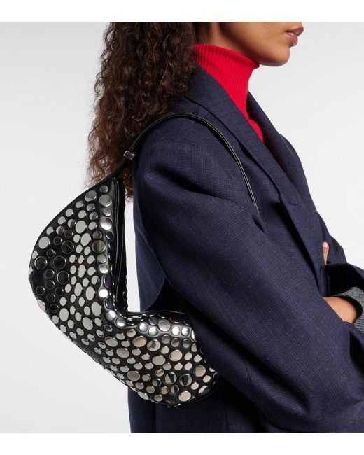 Staud Black Demy Small Studded Leather Shoulder Bag