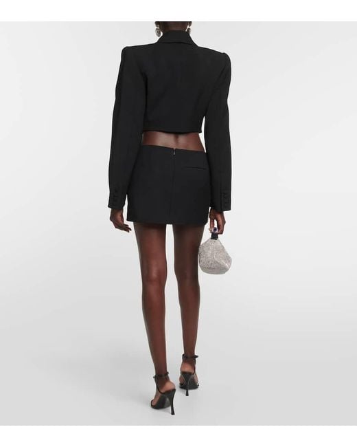 Blazer Cropped De Lana Con Cristales Area de color Black