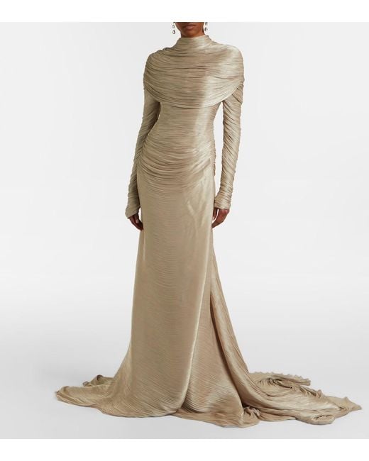 Marmar Halim Natural Ruched Gown