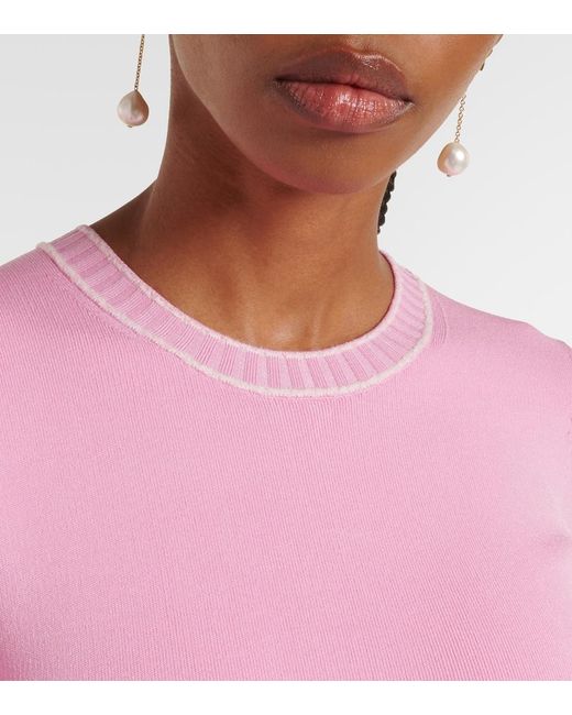 Monique Lhuillier Pink Belted Knitted Midi Dress