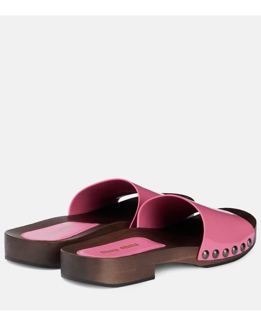 Miu Miu Multicolor Pantoletten Aus Lackleder