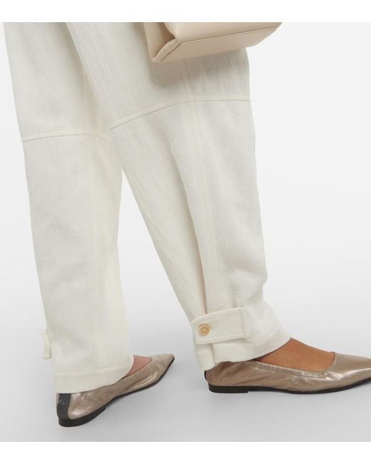 Brunello Cucinelli Brown Metallic Leather Ballet Flats