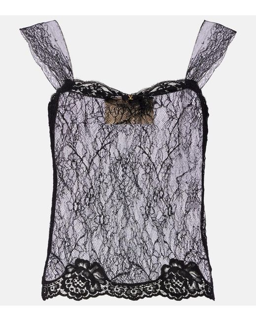 Valentino Black Sheer Lace Top
