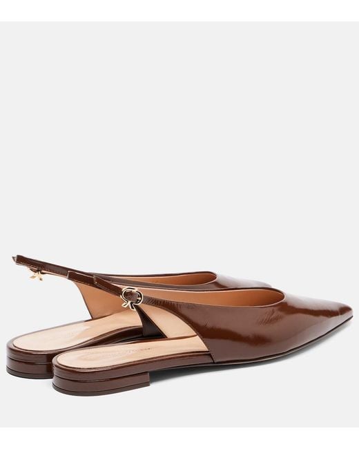 Gianvito Rossi Brown Patent Leather Slingback Flats