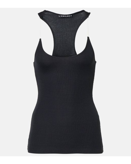 Y. Project Black Cotton Jersey Tank Top