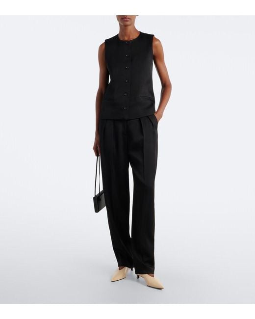 Loulou de Saison Black Alio Lds Pleated Straight Pants