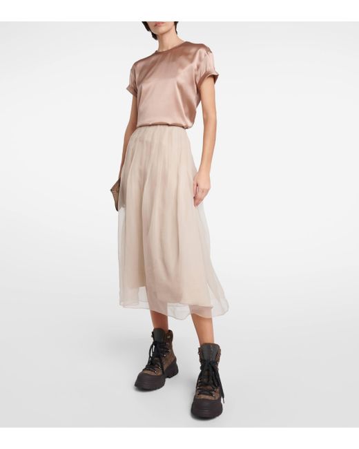 Brunello Cucinelli Natural Silk Tulle Maxi Skirt