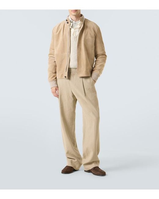 Zegna Brown Suede Loafers for men