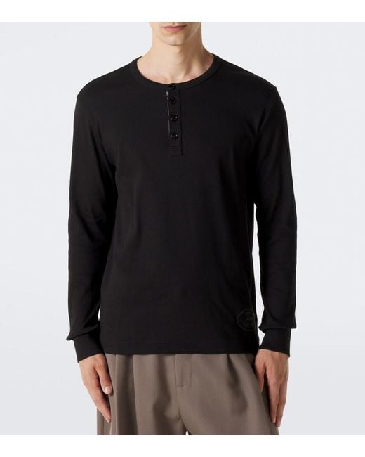 Burberry Black Cotton Henley Shirt for men