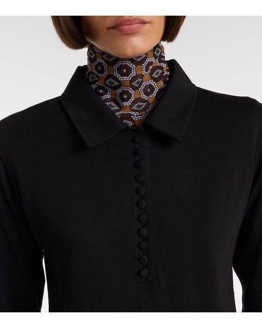 Dries Van Noten Black Cotton Jersey Polo Shirt
