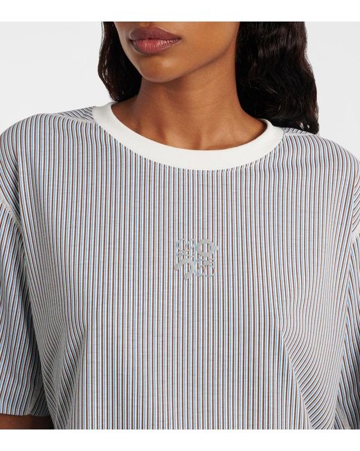 Loewe Gray X On Embroidered Striped T-Shirt