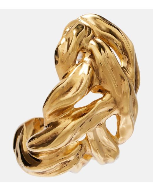 Saint Laurent Metallic Wheat Chain Clip-On Earrings