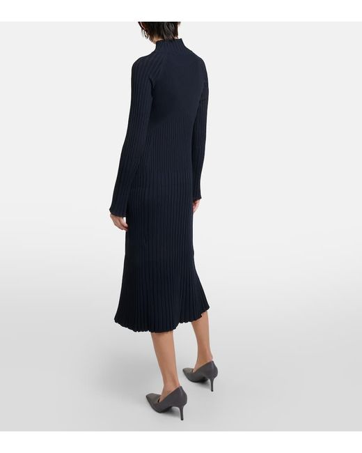 Proenza Schouler Blue Carmen Ribbed-knit High-neck Midi Dress