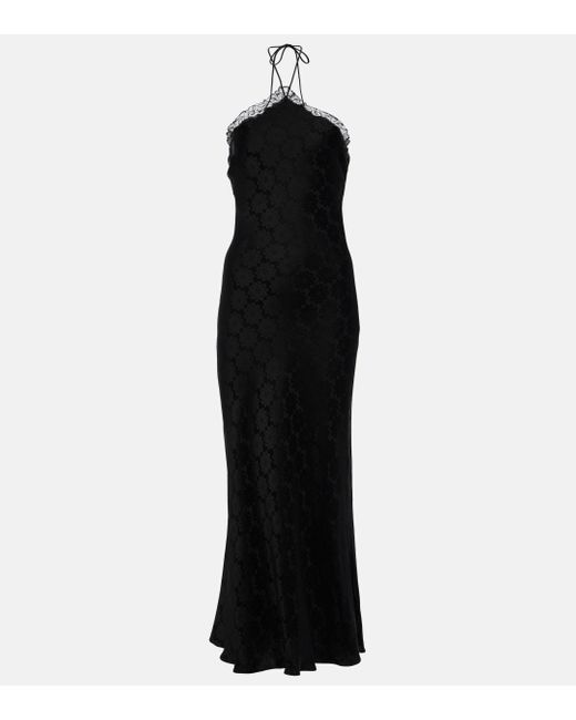Stella McCartney Black Floral Jacquard Lace Midi Dress