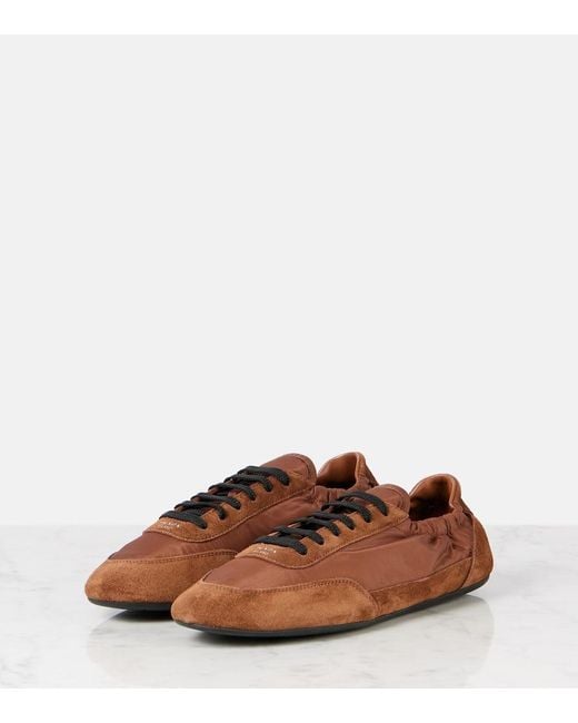 Prada Brown Collapse Re-Nylon And Suede Sneakers