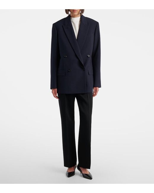 The Row Blue Paden Double-Breasted Virgin Wool Blazer