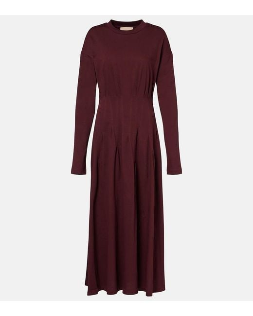 Plan C Purple Cotton Midi Dress