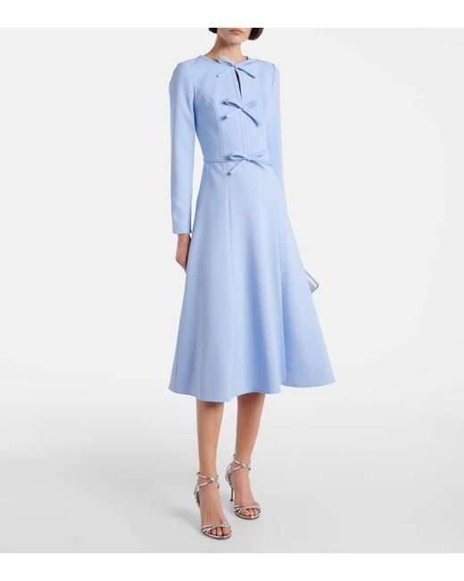 Vestido Midi De Crepe Con Lazo Carolina Herrera de color Blue