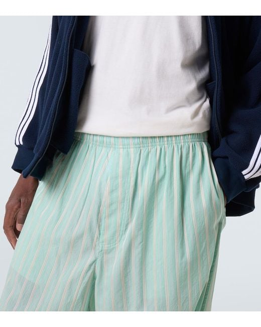 Balenciaga Green Striped Mid-Rise Pajama Pants for men