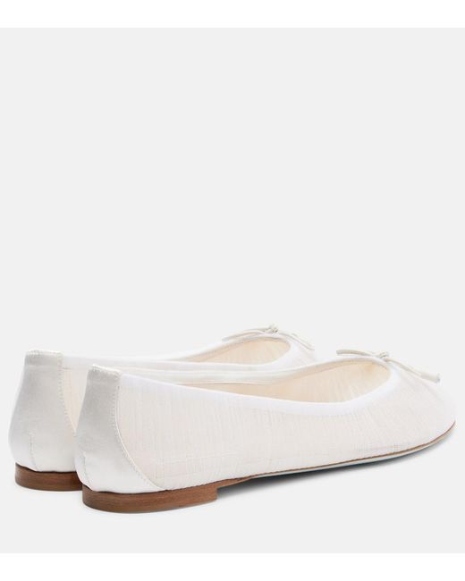 Aquazzura White Voile Leather-Trimmed Tulle Ballet Flats