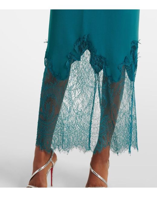 Abito Midi Con Pizzo di Costarellos in Blue