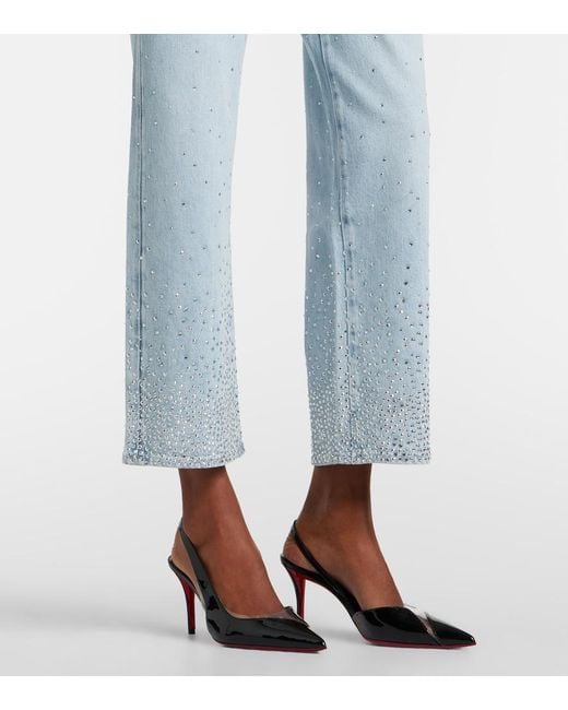 7 For All Mankind Blue Calie Embellished Straight Jeans