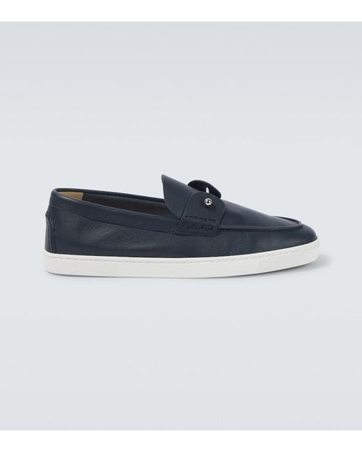 Christian Louboutin Blue Chambeliboat Suede Boat Shoes for men