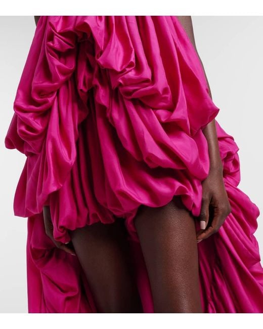 Chloé Pink Gathered Silk Pongee Romper
