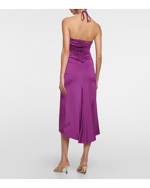 Veronica Beard Purple Saskia Ruched Midi Dress