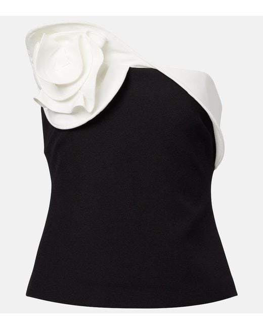 Roland Mouret Black Ruffled Strapless Crepe Top