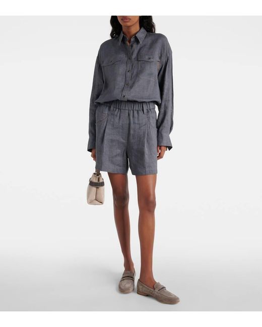 Shorts in lino di Brunello Cucinelli in Gray