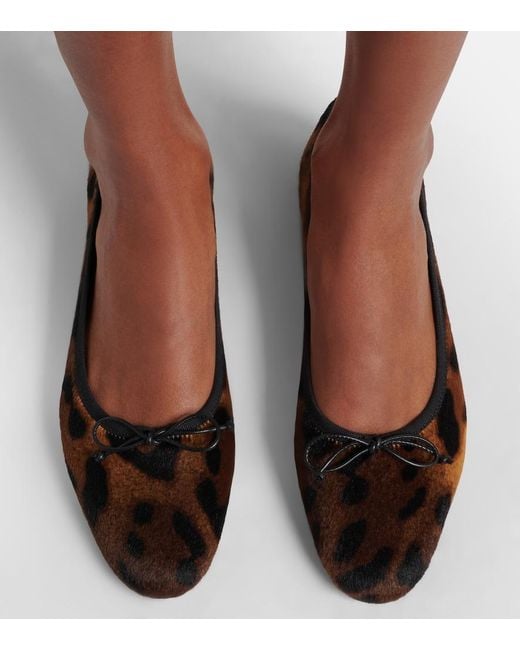 Christian Louboutin Brown Sweetie Jane Calf-Hair Ballet Flats