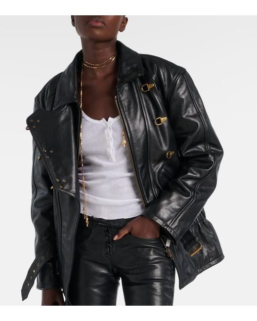 Isabel Marant Black Caitlyn Belted Leather Jacket