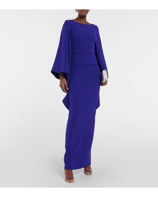 Safiyaa Blue Boat N Flared Belted Maxi Dress