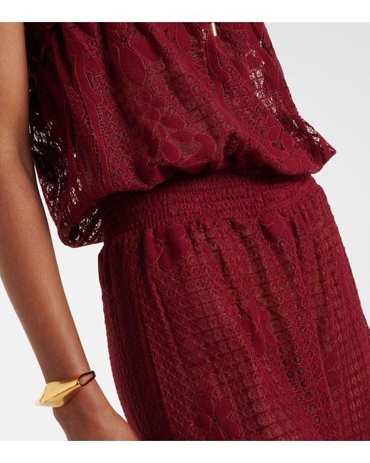 Melissa Odabash Red Viv Cotton-Blend Lace Jumpsuit