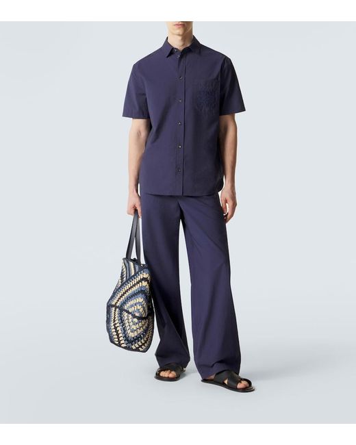 Loewe Blue Paula's Ibiza Cotton-Blend Wide-Leg Pants for men
