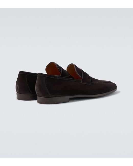 Magnanni Shoes Black Diezma Ii Suede Penny Loafers for men